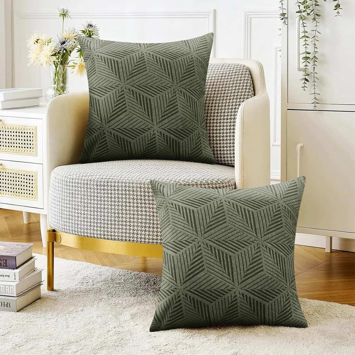 Modern Textured Cushion Covers Set of 2, Cozy Soft 17"x17" Throw Pillow Cases with Hidden Zipper, Holiday Decorative for Living Room Bedroom Sofa
