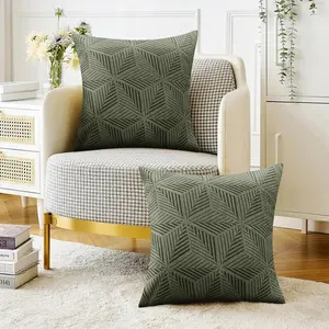 Modern Textured Cushion Covers Set of 2, Cozy Soft 17"x17" Throw Pillow Cases with Hidden Zipper, Holiday Decorative for Living Room Bedroom Sofa