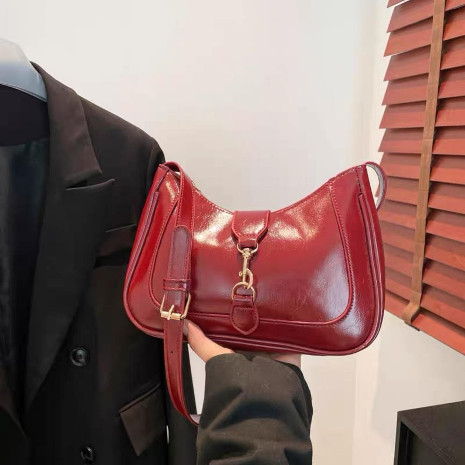 Retro Minimalist Hook Decor Handbag Adjustable Shoulder Strap Crescent Shape Crossbody Bag Woman Purse Shoulder Bag Suitable For Date, Outing, Party