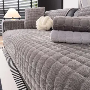 Thick Plush Sofa Cover for Couch, 1 Count Non Slip Chenille Couch Cover for 3 Cushion Sofa, Soft Washable Furniture Protector for Pets, Anti Scratch Slipcover for Living Room All Season Decor