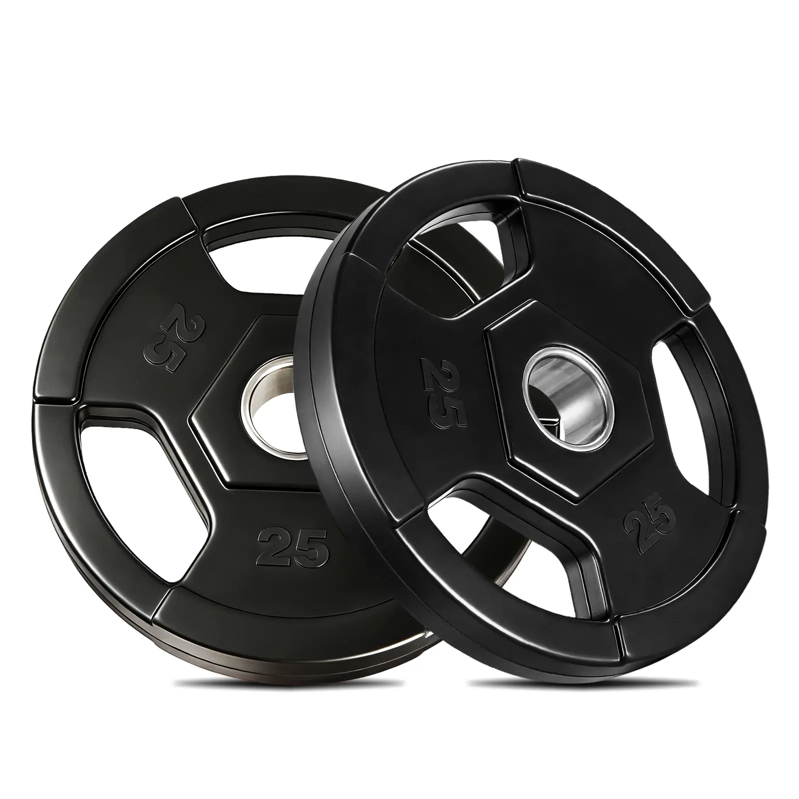 Garvee 55lb Rubber Encased Iron Weight Plates Pair – 2-Inch Barbell Plates with Rubber Grip, Low Noise, Floor Protection for Home Gym Strength Training & Weightlifting