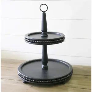 Black Beaded Tiered Tray