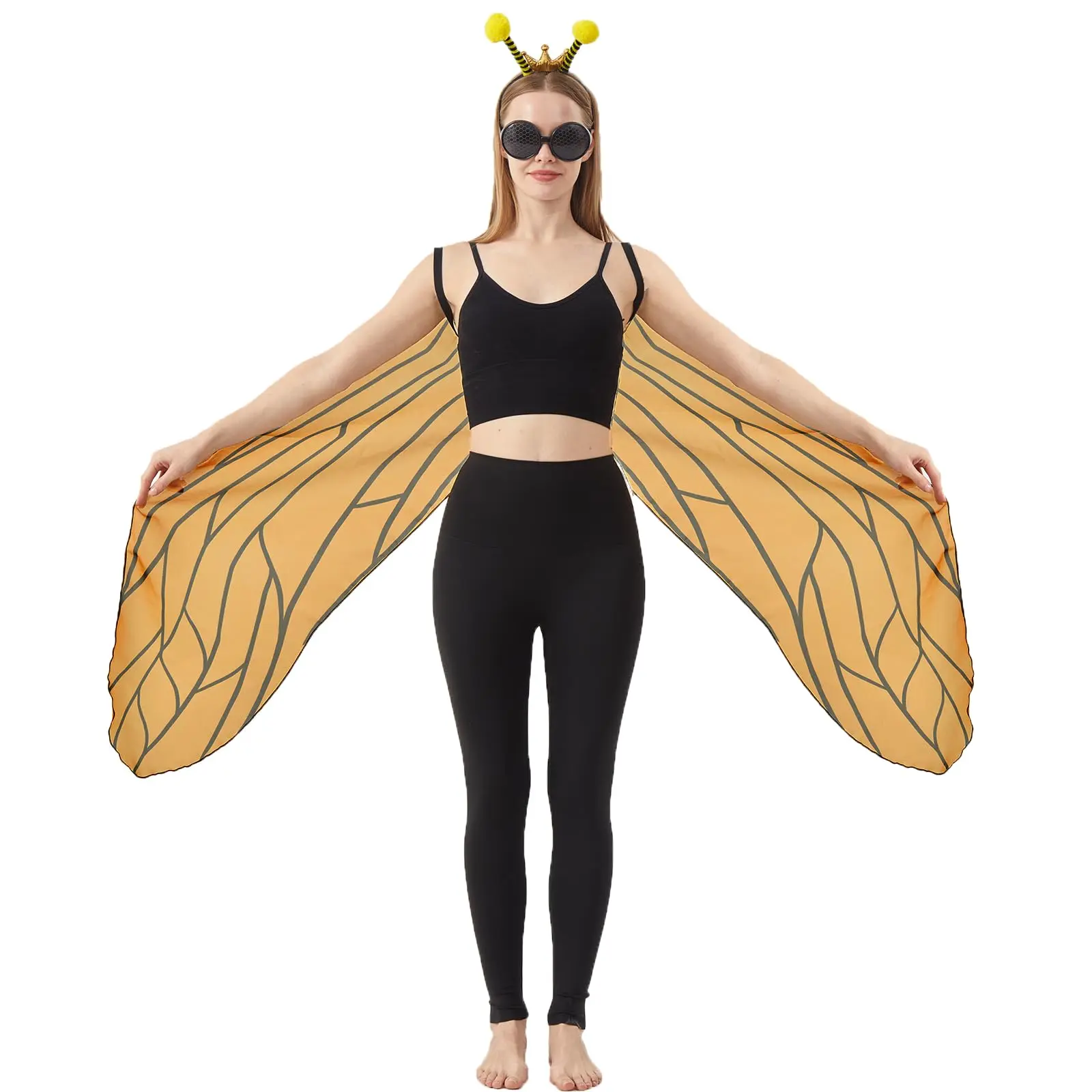 Unisex Bee Wings & Bug Eye Glasses Headband - Adult Accessory for Halloween Cosplay Parties, Theatrical Costume Sets, Bug-Like Costume Sets  new needohs