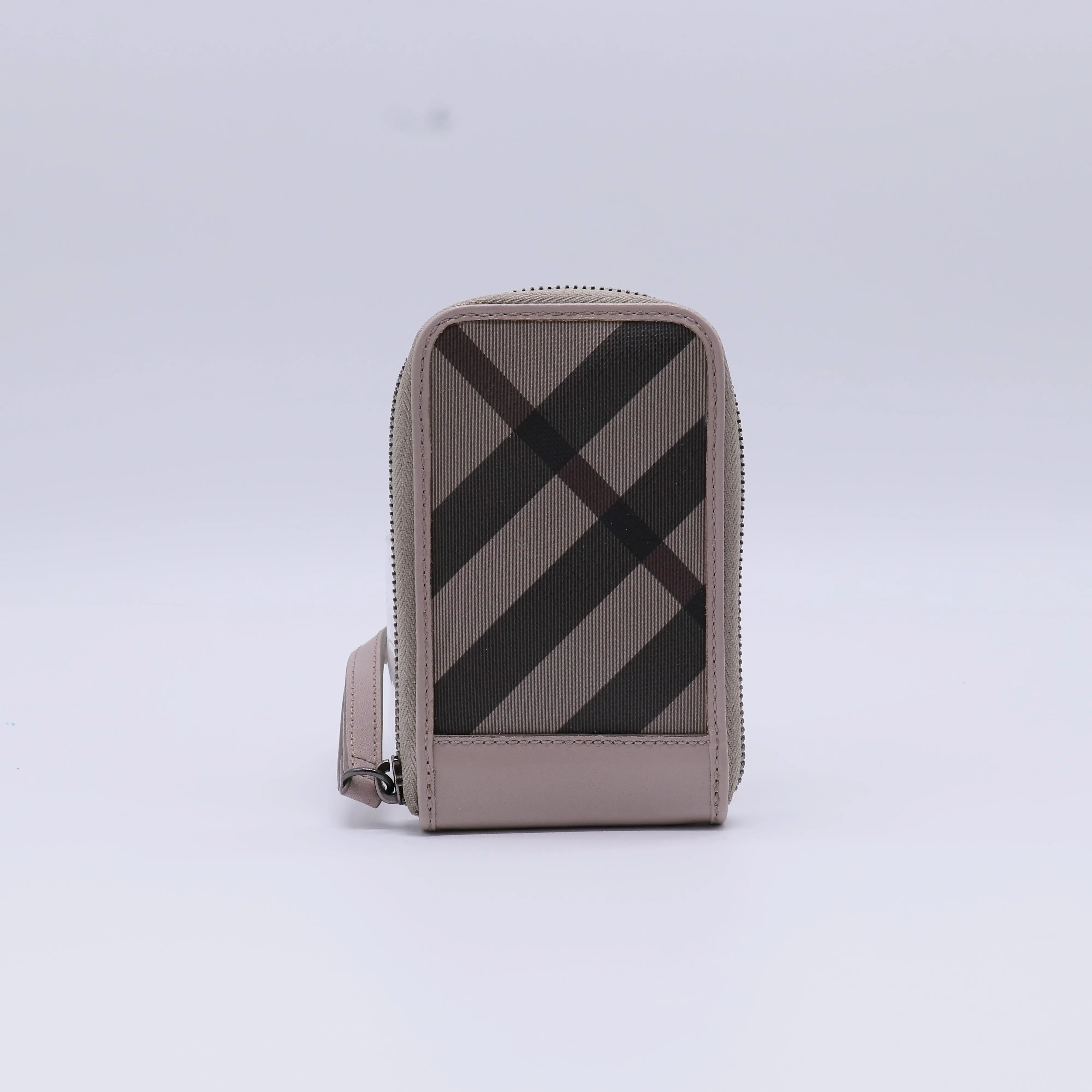Pre-owned BURBERRY canvas Small Leather Goods Smoked Check Zip Phone Bag W21273