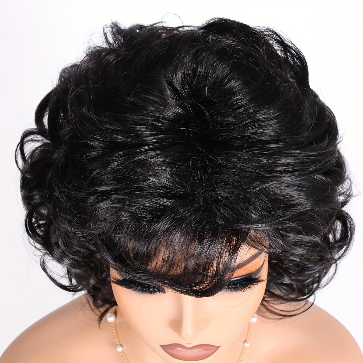 10-Inch Short Curly Wig with Side Bangs And Wavy Hair