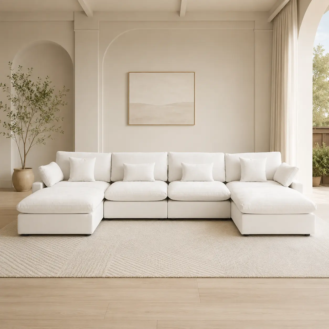 Modular Cloud Sectional Sofa with Chaise, Modern L Shaped Deep Seat Couch, Minimalist Living Room Sofa, Removable Cushions, Apartment Furniture Comfy Floor Sofa