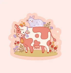 Strawberry cow sticker