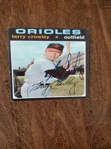 1971 Topps Signed Card Terry Crowley Baltimore Orioles Reds Braves Expos #453 Autographed Baseball Card