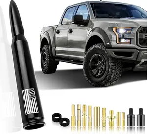 American Flag Bullet Antenna Replacement, Upgraded Flag Design for Cars, Trucks & SUVs, Black Exterior Accessory