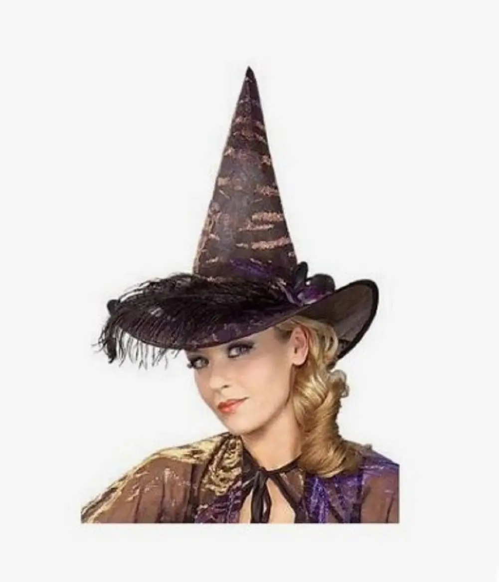 Victorian Witch Hat - Feather - Flower - Costume Accessory - One Size