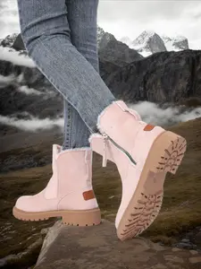 【Size Runs Small】Women's Winter Snow Boots, Anti-Slip Thickened Warm Shoes, PU Leather Above Ankle Casual Footwear, Medium Width, Outdoor Use, Daily Wear Boots