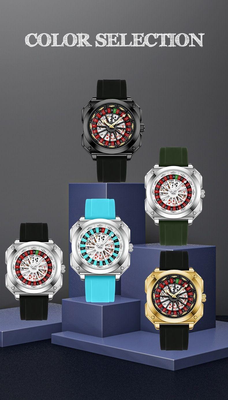 Swiss Brand New Rotating Fortune God Watch Fashion Men Wristwatch Creative Luminous Waterproof Automatic Quartz Watch