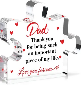 Acrylic Puzzle Plaque Keepsake Signs, Father's Day Gifts for Dad, Dad Gifts for Birthday Retirement Home Office Desk Decor
