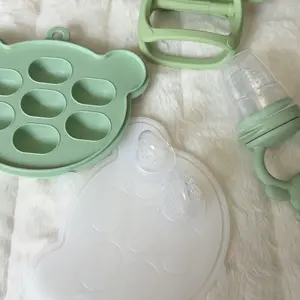 Baby Teether Set, 5 Counts/set Including Silicone Teether & Fruit Feeder & Food Feeding Storage Box, Newborn Baby Fruit Feeder, Baby Teething Relief Tool, Baby Essentials, Cute Baby Items