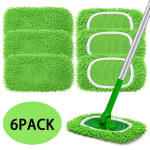 6pcs Reusable Wet Pads Refill for Swiffer Sweeper Mop Dry Sweeping Cloths & Wet Mopping Cloths for Household Cleaning Washable Microfiber Pads for Mopping Floors 6 Pack Mop is not Included Disposable Absorbent