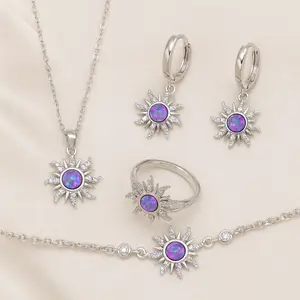 Gold Sunflower Bracelet | Tangled Rapunzel-Inspired Opal Bracelet | Sun and Moon Starburst Jewelry | Princess Purple Opal Bracelet for Her