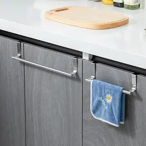 Stainless Steel Towel Rack, Multi-Scene Installation, Fixed on Door Cabinet, Bathroom Kitchen Storage, Home Space Organization, Bathroom Organizing Accessories