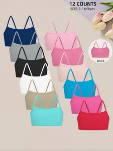 Cute Girls' Seamless Bras for Ages 7-16, Breathable Comfort Layered Bralettes, Casual Sports Student Youth Underwear, Sporty Breathable Bras, All Seasons