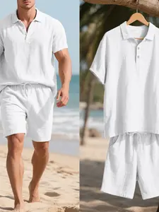 Summer Sea Breeze Breathable Polo Linen Set, Lightweight Oxygen-Centric Design, Ideal for Warm Weather Comfort