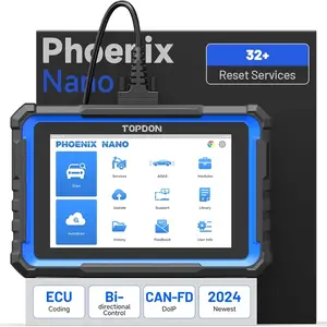 TOPDON Phoenix Nano Scanner Diagnostic Tool, Phoenix Nano Bidirectional Scan Tool with ECU Coding, 32+ Services, Support FCA AutoAuth, CAN FD & DoIP, V.A.G Guided, Automotive All Systems Diagnosis for Car