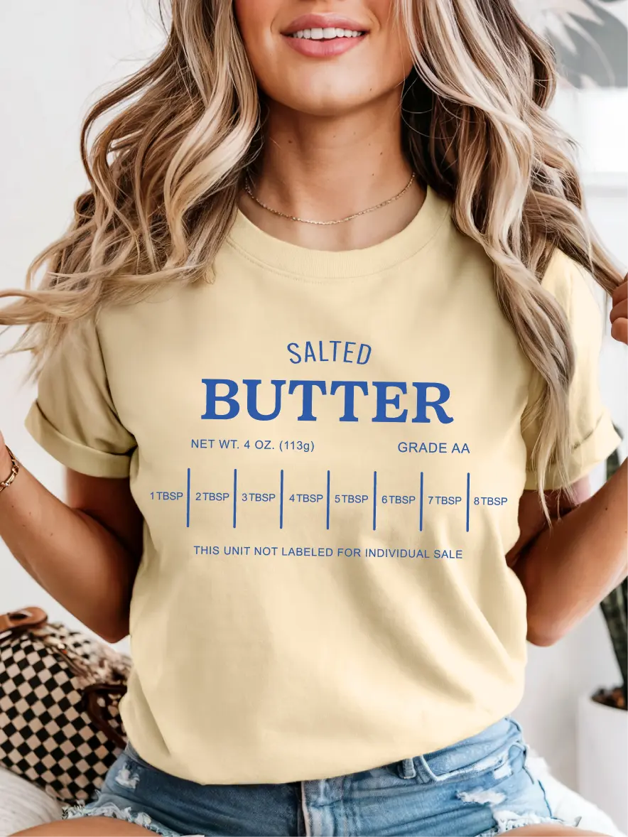 Butter Stick ~ Unisex Short Sleeve CC Garment Dyed T-Shirt Printed in the USA