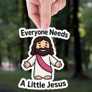 5pcs interesting Jesus stickers: Christian stalk map car stickers-laptops, water cups