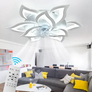32" Ceiling Fan with Lights and Remote Control, Dimmable Chandelier Ceiling Fans with 3 Color and 6 Speeds, Modern Indoor Flush Mount Ceiling Fans for Living Room Bedroom Dining Room