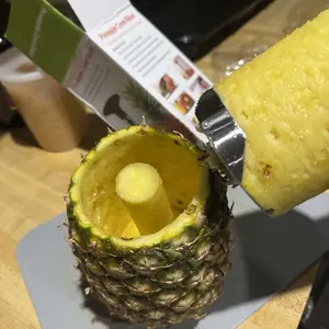 Stainless Steel Pineapple Corer with Recipe eBook One Year Warranty Core Remover Tool Detachable Handle Fast Easy Fruit Cutter Peeler Corer Slicer Durable Multi-Purpose Kitchen Tool