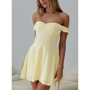 Rosebud Off The Shoulder Mini Dress Lemon
