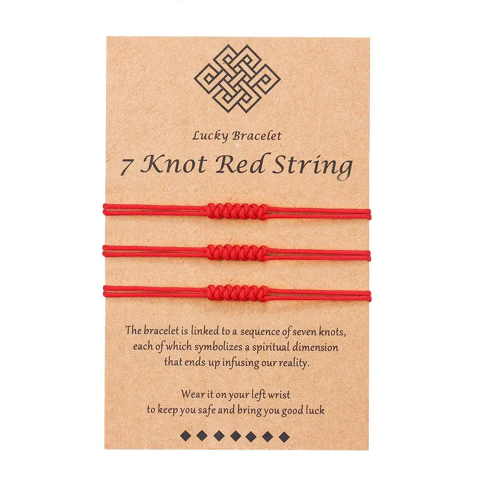 7-Knot Red String Kabbalah Protection Bracelet, Handmade Faith Jewelry, Female Adult Engagement Gift for Mom, Gifts For Mom