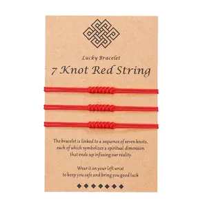 7 Knots Red String Bracelet Kabbalah Protection Thread Handmade String Bracelets Good Luck Gift for Women Men Family
