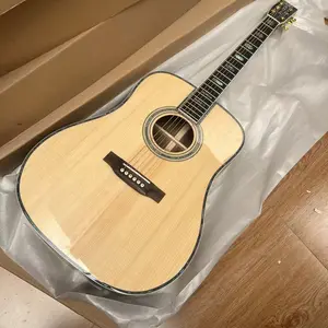 Natural Wood Color D45 Acoustic Guitar, Rosewood Fingerboard, Spruce Top, 6 Strings, 20 Frets, with Gold Tuning Pegs