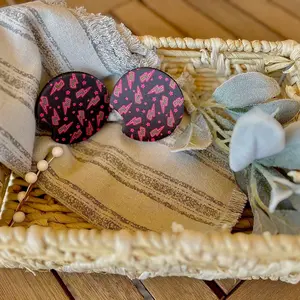 Pink cheetah print lightning bolt car coaster inserts