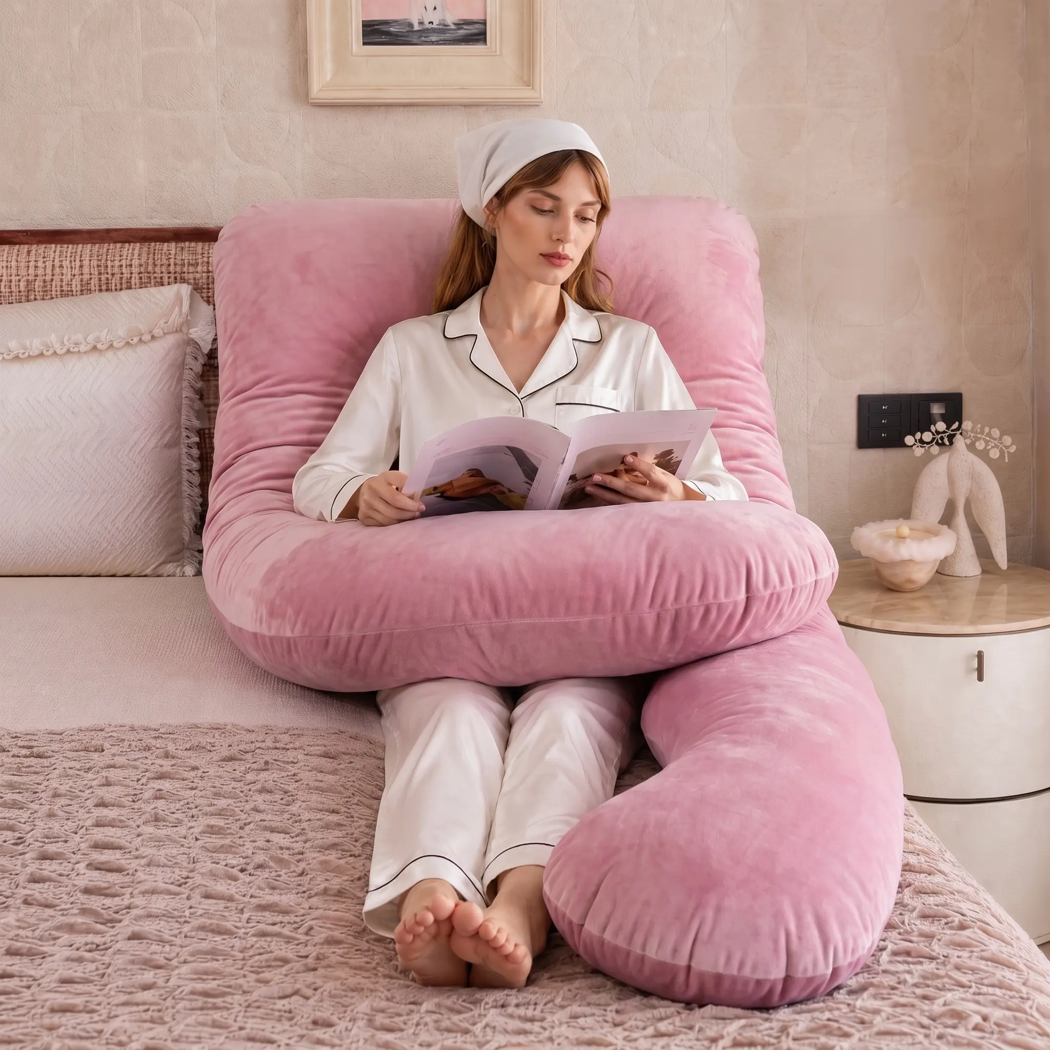 Upgraded Model- 43 Inch U Shaped Full Body Maternity Pillow, Memory Foam Filling Pregnancy Pillows For Sleeping, Maternity Pillows With Removable And Washable Cover, Lumbar Support For Expectant Mothers, Perfect Gift For Holidays