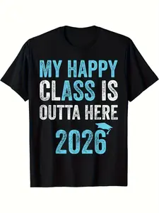 My Happy Class Is Lng 2026 Senior Year Graduation T-Shirt - Black with Blue Print Funny Sarcastic Graphic Tee, 100% Pre-Shrunk, Unisex Adult & Youth Sizes