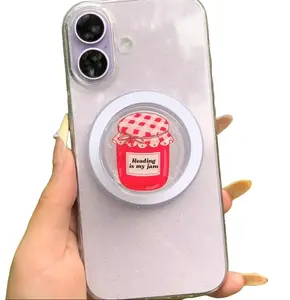 Reading Is My Jam Phone Grip, Cute Bookish Strawberry Jam Magsafe Pop Socket, Book Lover Phone Holder, BookTok Accessory for Kindle Girls, Cute Gift for Bookworms