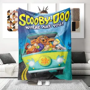 Soft Flannel Printed Blanket Scooby-Doo, Lightweight Bedding, All Seasons Use, Easy Foldable Storage, Travel & Office Decor Gift
