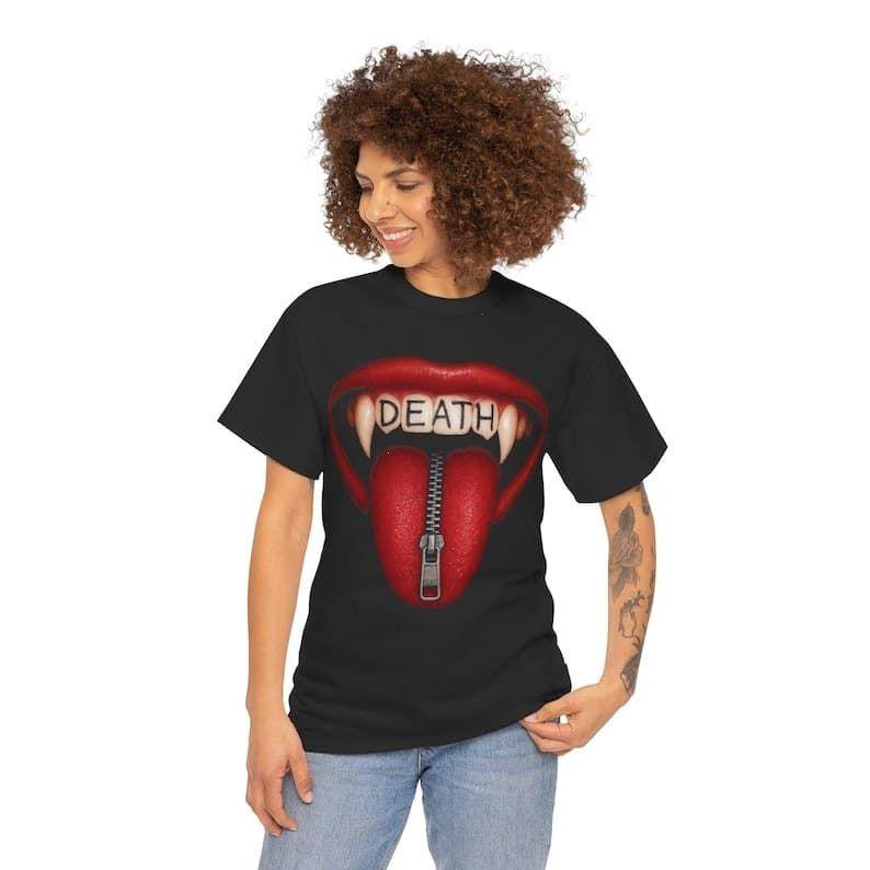 Death Lick Tee, cotton graphic, men, women, unisex, y2k, fashion, streetwear, cute shirts, t-shirt, opium, streetwear, cute y2k tee, kids