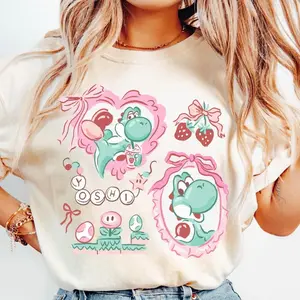Comfort Colors Coquette Bow #MarioYoshiii Shirt, Coquette Strawberries Girls Trip Shirt, Cute Inspired Tee, Stylish Comfortable Casual Wear TF64O