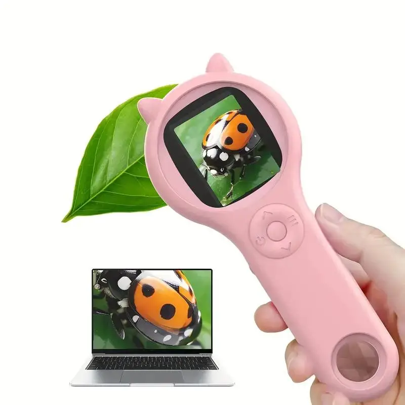 Portable USB Rechargeable Microscope, 1 Count HD Photo & Video Real-time Sharing Microscope, 2MP High Definition IPS Screen Microscope for Kids