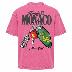 Men's Hotel De Monaco Racing Poster Vintage Washed 90s Oversized Short-Sleeve Graphic Tee, Streetwear Vacation Outfits