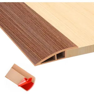 Self Adhesive Floor Transition Strip, Door Threshold Ramp for Doorway, Carpet Edging Trim Strip Vinyl Overlap Edge Reducer for Carpet Tile, 1/5" to 2/5", Light Brown Wood Grain, 3.3FT