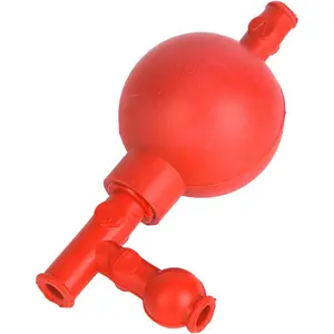 Quantitative Red Rubber Lab Pipetting Ball Suction Bulb Pipette Filler with 3 Openings