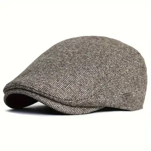 Men's Autumn Winter Wool Blend Newsboy Cap - Fleece Lined Warm British Style Casual Outdoor Hat
