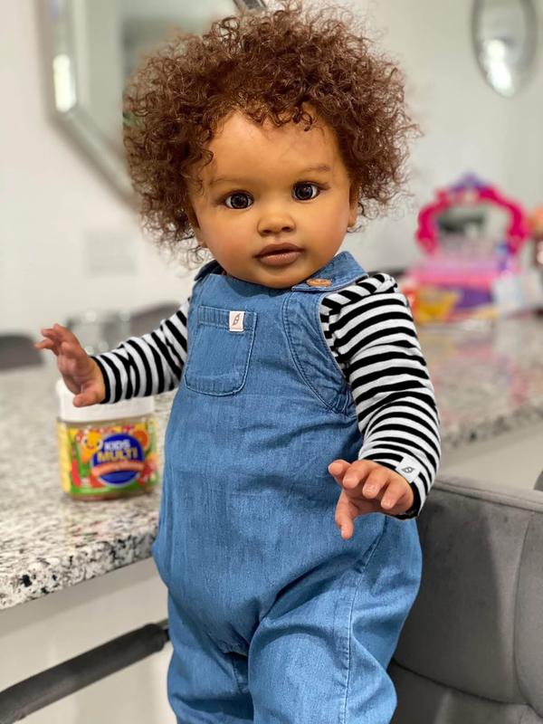 Reborn Toddler Baby Dolls Girls 26 Inch Large Size Black Baby Dolls, African American Reborn Toddler Doll with Natural Hair, Like Real Babies for Girl Boy Toys