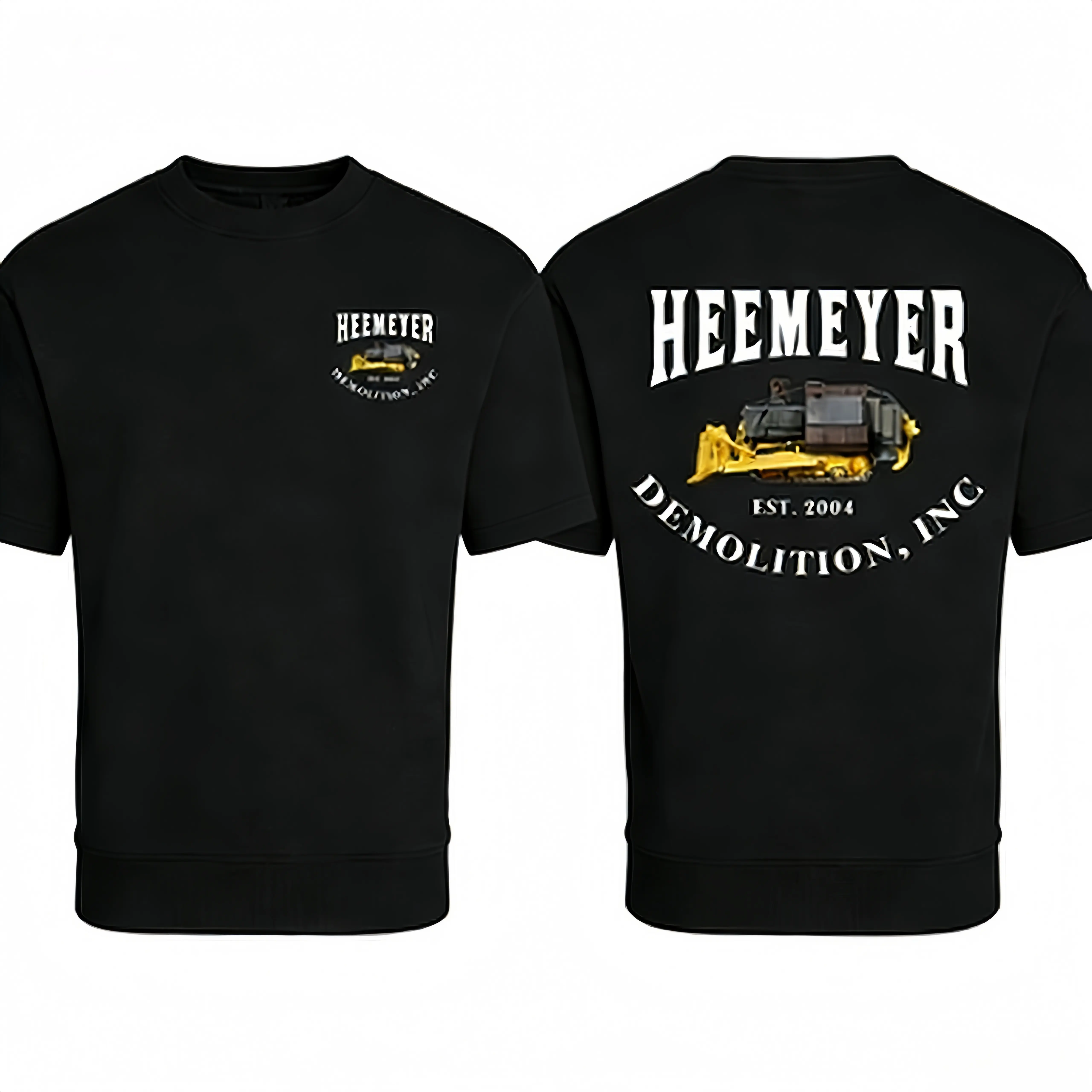 Cute Biker Graphic T-Shirt with Killdozer Heemeyer Demolition Print, Unisex Casual Cotton Streetwear, Short Sleeve Round Neck, Draped, Graphic Print, Demolition Theme, Chic, Evening, Menswear, Top, Tshirt, Bulldozer, Biker Theme, All Seasons, Unisex Cut,