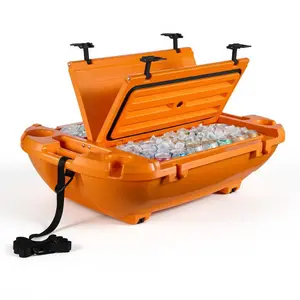 VEVOR Floating Cooler, 40 QT Floating Ice Chest with Dry Storage Tow Rope, Premium LLDPE Amphibious Drink Cooler for Water Land, Cruise Smoothly Stable on Lake, River, Pool, Beach, Kayak, Apricot