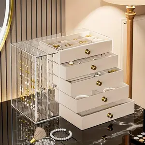 Clear Multi-Layer Jewelry Organizer, Transparent Jewelry Storage, Large Capacity Stackable Drawer Box, Ideal for Bracelets, Watches, Rings, Earrings & Necklaces