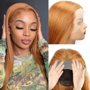 Tuneful Ginger Wig Human Hair 13x6 Straight Ginger Lace Front Wigs Human Hair HD Transparent Lace Frontal  Ginger Colored Hair Wig Pre Plucked With Baby Hair 180% Density 26inch