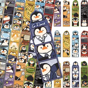 Penguin Series Bookmark Sticker, 30pcs/set Cute Penguin Pattern Bookmark Sticker, Decorative Sticker for Scrapbook, Diary, Notebook, Laptop, Water Bottle, Diy Sticker Paper